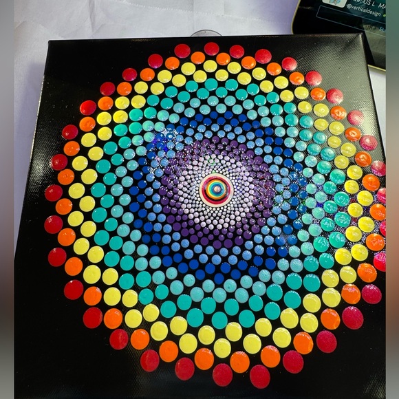 Tanya Blake’s A Other - Find the peace in the design mandala canvas rainbow design